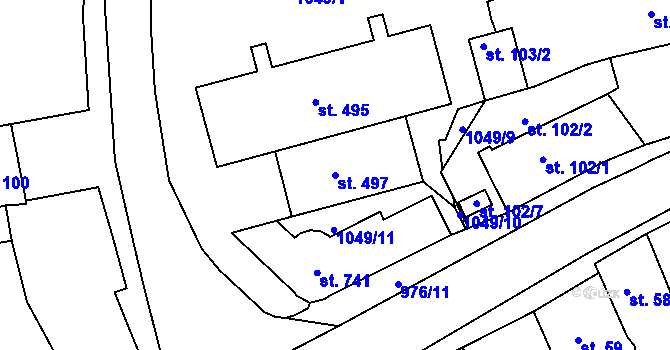 Parcela st. 497 v KÚ Žebrák, Katastrální mapa