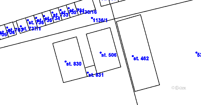Parcela st. 506 v KÚ Žebrák, Katastrální mapa