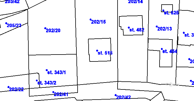 Parcela st. 515 v KÚ Žebrák, Katastrální mapa