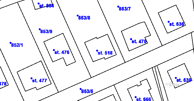 Parcela st. 518 v KÚ Žebrák, Katastrální mapa