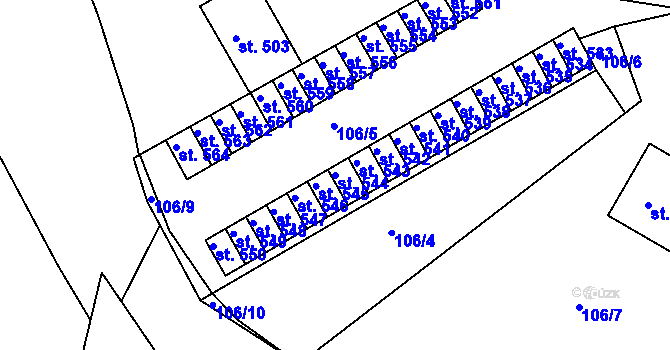 Parcela st. 544 v KÚ Žebrák, Katastrální mapa