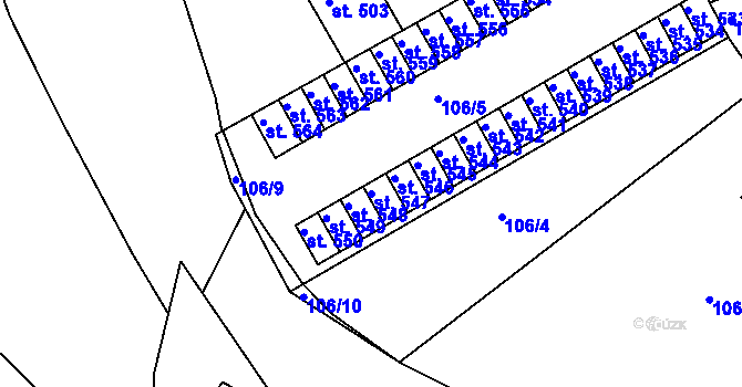 Parcela st. 547 v KÚ Žebrák, Katastrální mapa