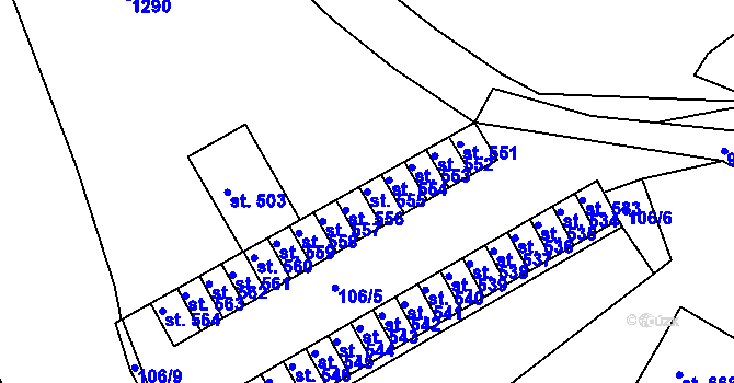 Parcela st. 555 v KÚ Žebrák, Katastrální mapa