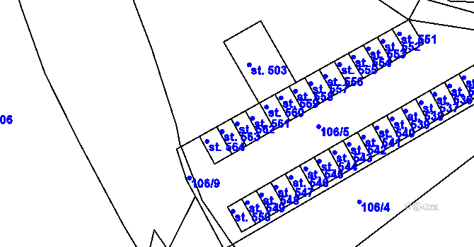Parcela st. 562 v KÚ Žebrák, Katastrální mapa