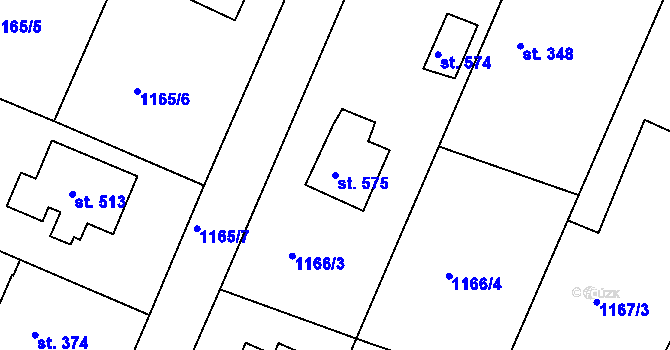 Parcela st. 575 v KÚ Žebrák, Katastrální mapa