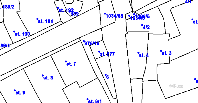 Parcela st. 577 v KÚ Žebrák, Katastrální mapa