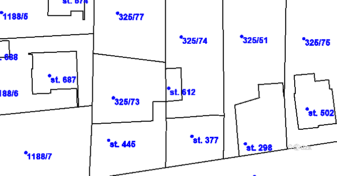 Parcela st. 612 v KÚ Žebrák, Katastrální mapa