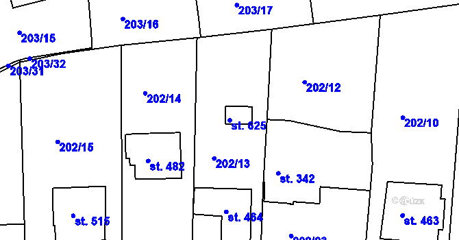 Parcela st. 625 v KÚ Žebrák, Katastrální mapa