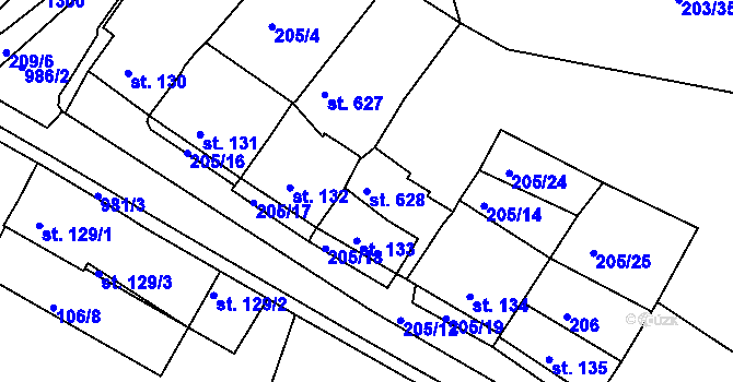 Parcela st. 628 v KÚ Žebrák, Katastrální mapa