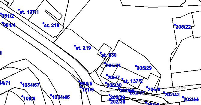 Parcela st. 630 v KÚ Žebrák, Katastrální mapa