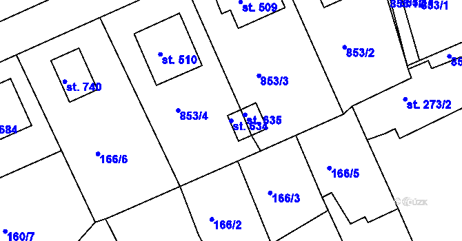 Parcela st. 634 v KÚ Žebrák, Katastrální mapa