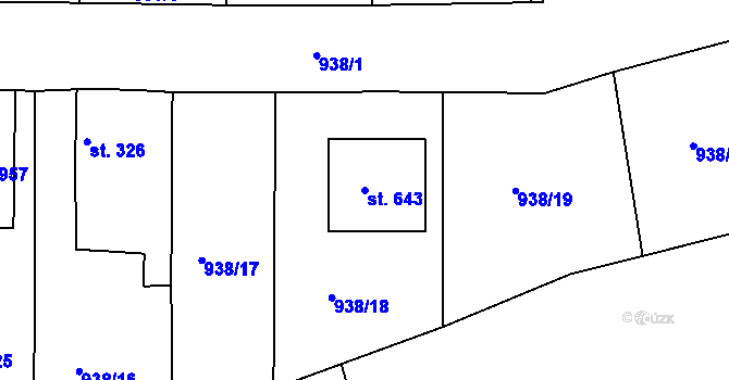 Parcela st. 643 v KÚ Žebrák, Katastrální mapa