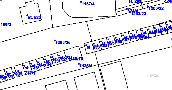 Parcela st. 653 v KÚ Žebrák, Katastrální mapa