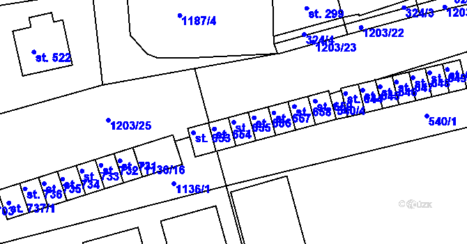 Parcela st. 655 v KÚ Žebrák, Katastrální mapa