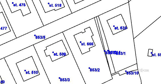 Parcela st. 666 v KÚ Žebrák, Katastrální mapa