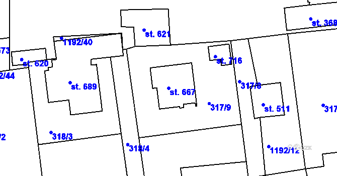 Parcela st. 667 v KÚ Žebrák, Katastrální mapa