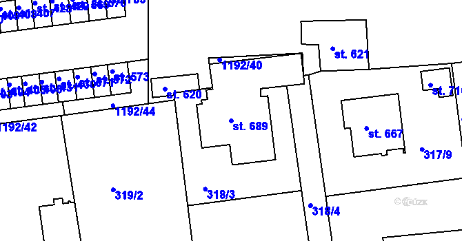 Parcela st. 689 v KÚ Žebrák, Katastrální mapa