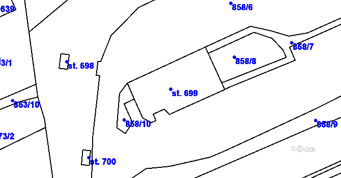 Parcela st. 699 v KÚ Žebrák, Katastrální mapa