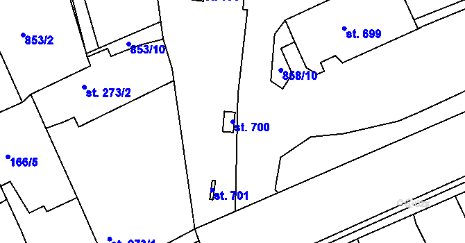 Parcela st. 700 v KÚ Žebrák, Katastrální mapa