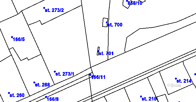 Parcela st. 701 v KÚ Žebrák, Katastrální mapa