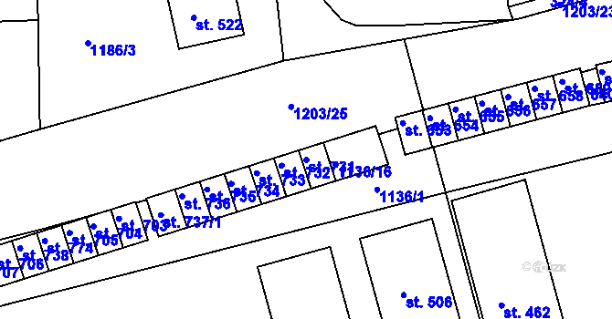Parcela st. 731 v KÚ Žebrák, Katastrální mapa