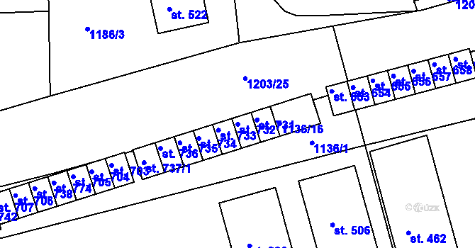 Parcela st. 732 v KÚ Žebrák, Katastrální mapa