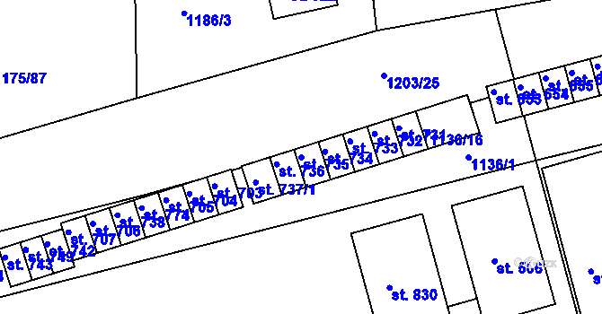 Parcela st. 735 v KÚ Žebrák, Katastrální mapa