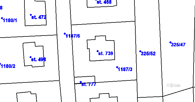 Parcela st. 739 v KÚ Žebrák, Katastrální mapa