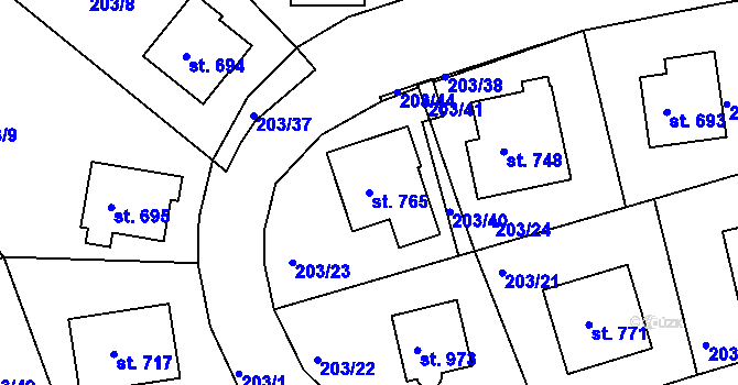 Parcela st. 765 v KÚ Žebrák, Katastrální mapa