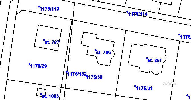 Parcela st. 786 v KÚ Žebrák, Katastrální mapa
