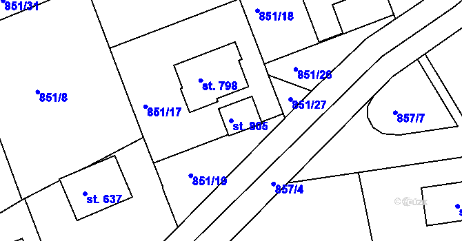 Parcela st. 805 v KÚ Žebrák, Katastrální mapa