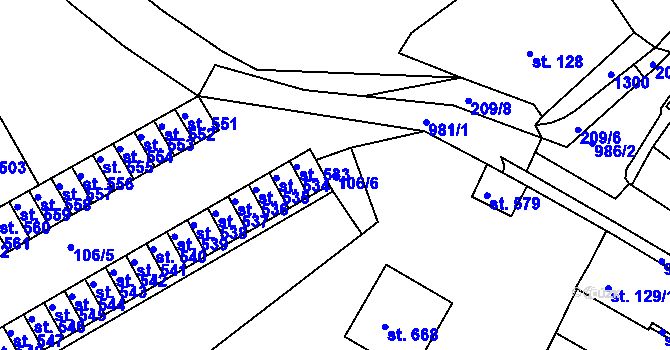 Parcela st. 106/6 v KÚ Žebrák, Katastrální mapa