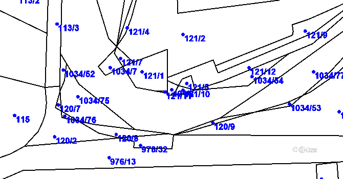 Parcela st. 121/8 v KÚ Žebrák, Katastrální mapa