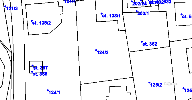 Parcela st. 124/2 v KÚ Žebrák, Katastrální mapa