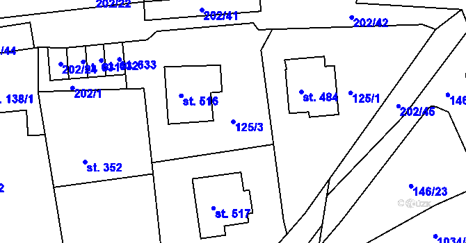 Parcela st. 125/3 v KÚ Žebrák, Katastrální mapa