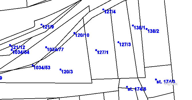 Parcela st. 127/1 v KÚ Žebrák, Katastrální mapa