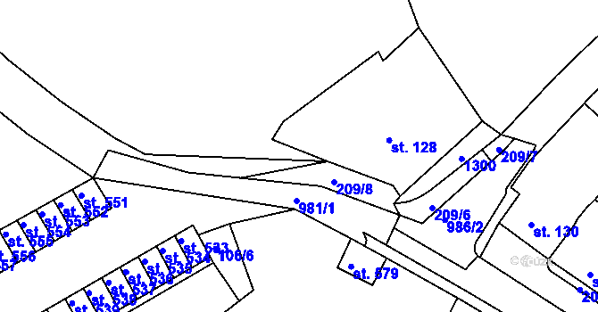 Parcela st. 209/3 v KÚ Žebrák, Katastrální mapa