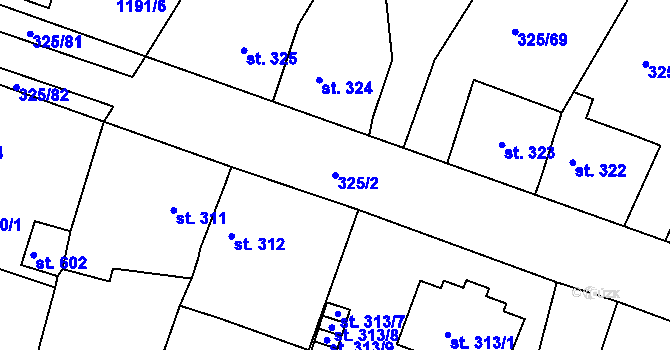 Parcela st. 325/2 v KÚ Žebrák, Katastrální mapa