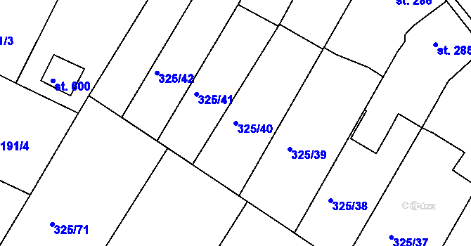 Parcela st. 325/40 v KÚ Žebrák, Katastrální mapa