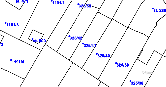 Parcela st. 325/41 v KÚ Žebrák, Katastrální mapa