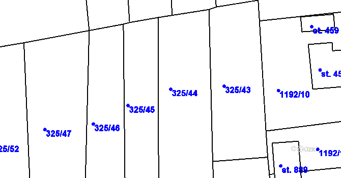 Parcela st. 325/44 v KÚ Žebrák, Katastrální mapa