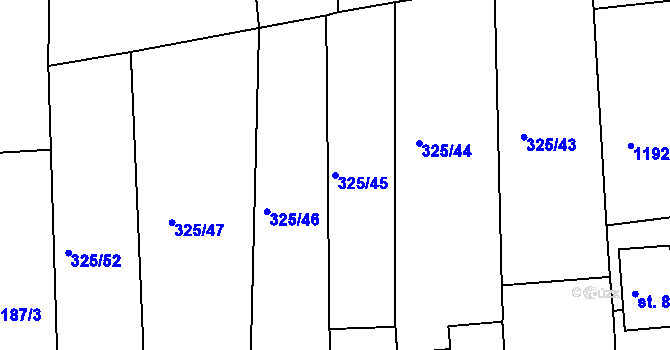 Parcela st. 325/45 v KÚ Žebrák, Katastrální mapa