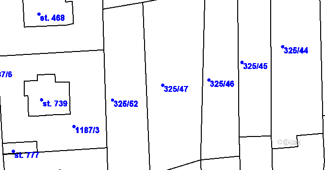 Parcela st. 325/47 v KÚ Žebrák, Katastrální mapa