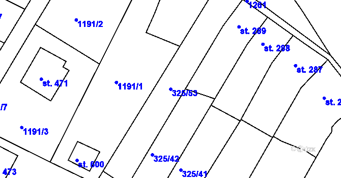 Parcela st. 325/53 v KÚ Žebrák, Katastrální mapa