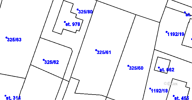 Parcela st. 325/61 v KÚ Žebrák, Katastrální mapa