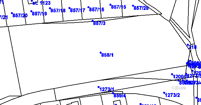 Parcela st. 858/1 v KÚ Žebrák, Katastrální mapa