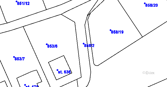 Parcela st. 858/2 v KÚ Žebrák, Katastrální mapa