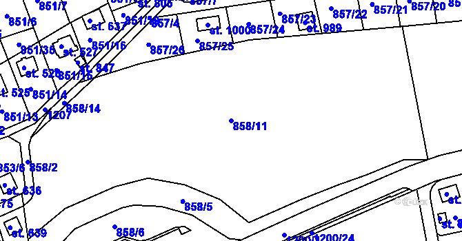 Parcela st. 858/11 v KÚ Žebrák, Katastrální mapa