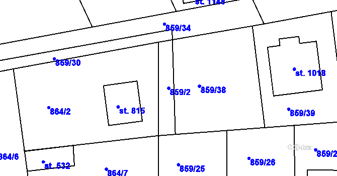 Parcela st. 859/2 v KÚ Žebrák, Katastrální mapa