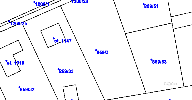 Parcela st. 859/3 v KÚ Žebrák, Katastrální mapa